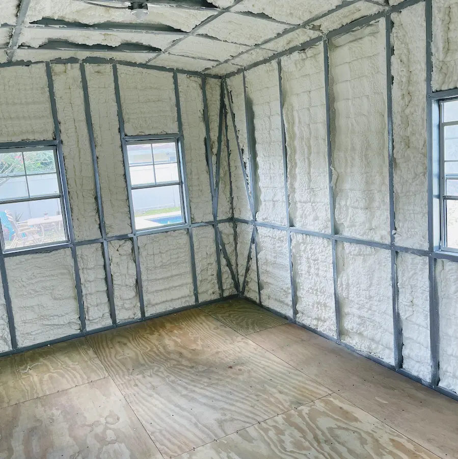 Closed-cell spray foam insulation applied to wall cavities in a residential project in Gold Canyon